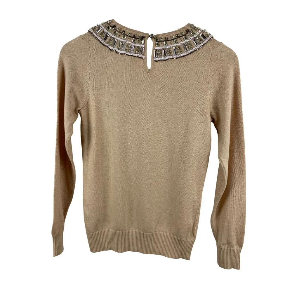 Boden Women's 4 Cashmere Blend Jeweled Neckline NWT Knit Bedazzled Glam Sweater - Picture 8 of 14